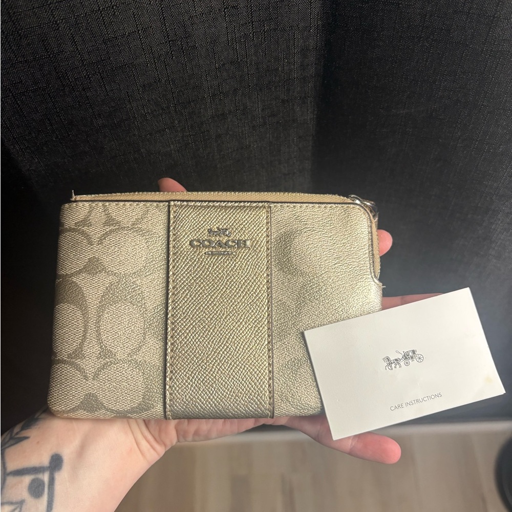 Coach gold shimmer Wristlet